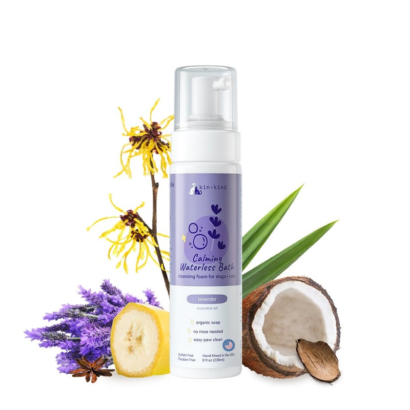 kin+kind Waterless Dry Shampoo for Dogs - Rinse-Free, Eliminate Itch and Odor, Natural Formula with Witch Hazel, Coconut Oil, Olive Oil and Lavender - Made in USA - Image 1
